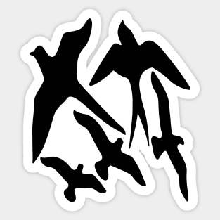 Birder Silhouette Swallow Swift and Seagulls Sticker